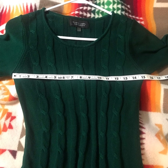 Evan Picone Black Label Green Cable Knit Dress Size Medium - Picture 4 of 6